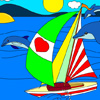 Yacht & Dolphins Coloring